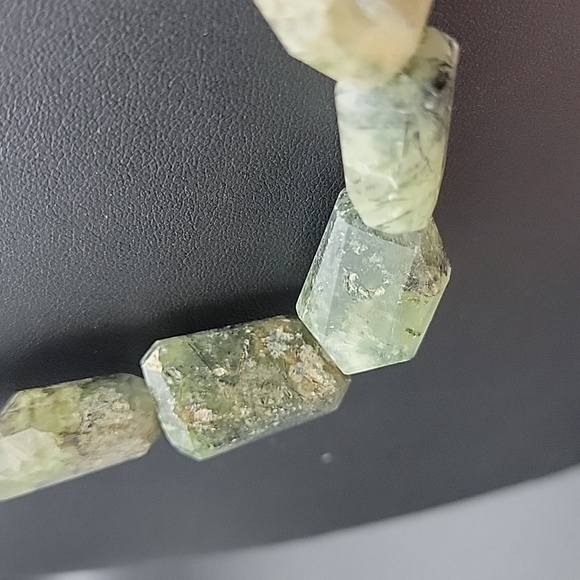 Faceted Agate Prehnite 734 Cts Beaded Natural Gemstone Necklace Unisex Crystal - Picture 8 of 11